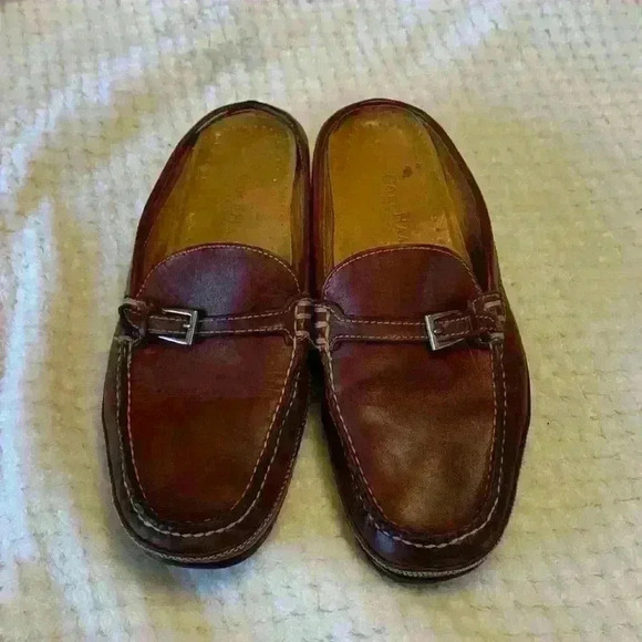 Cole Haan brown leather loafer sz 7.5 slip on career office business *flaw - Picture 1 of 9